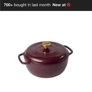 Lodge 7.5qt Cast Iron Enamel Dutch Oven
Burgundy with Gold Handle